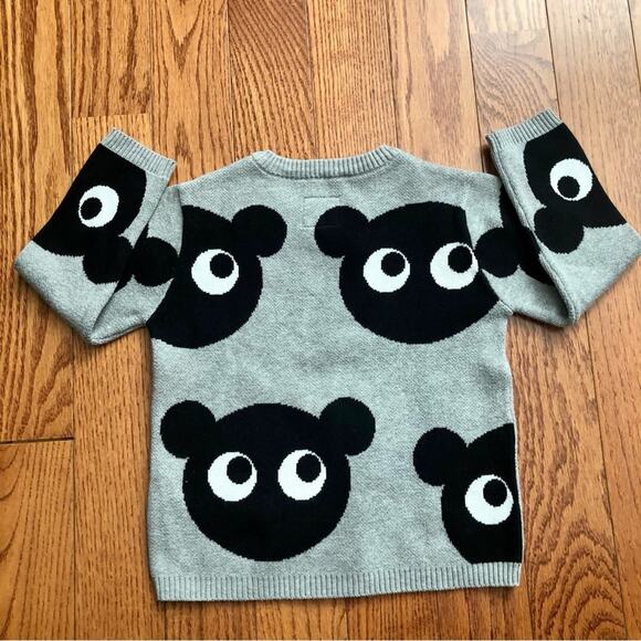 Huxbaby Jumper Grey Marle Black Panda Print Crewneck Knot Sweater Boy’s Size 5 - Picture 7 of 9